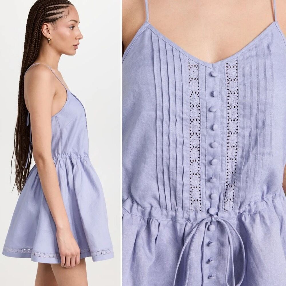NWT Joslin Harriet Linen Mini Dress 6 Beachy Boho Cottage Pastel Fairy $400 MSRP - Picture 9 of 12